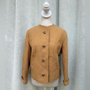 1950 JanCourt tan long sleeve button down wool jacket blazer